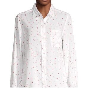 BeachLunchLounge Heart Valentine's Day Button Down Blouse Plus Size 2X